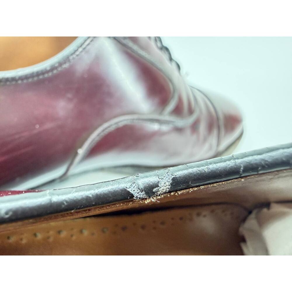 Men’s Burgundy Leather Cap Toe Oxford Dress Shoes Size 6 Made in Italy - Picture 7 of 11